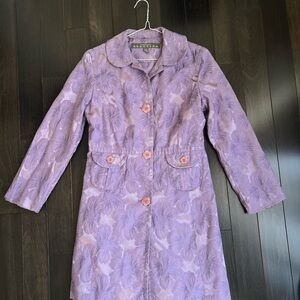 Kenneth Cole Reaction women's lilac floral print coat with floral buttons